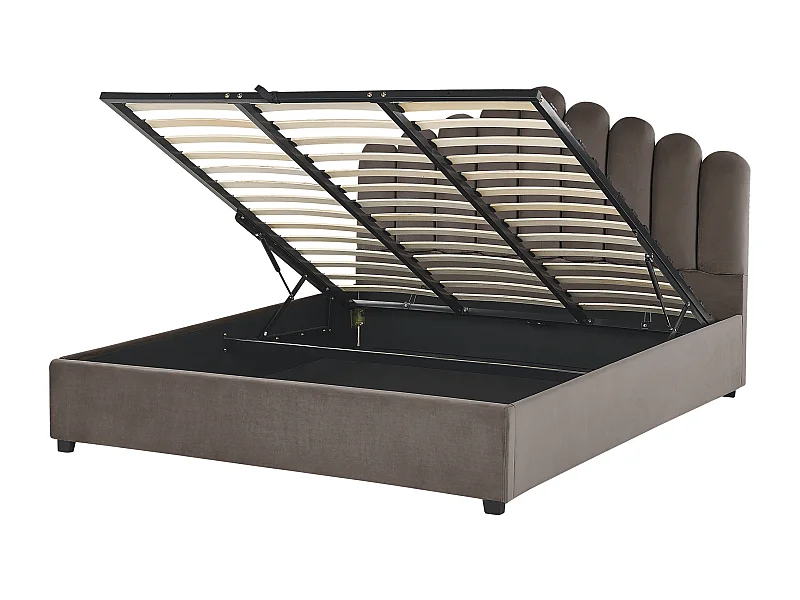 Letto con ottomano Velluto VINCENNES 180 x 200 cm Tortora