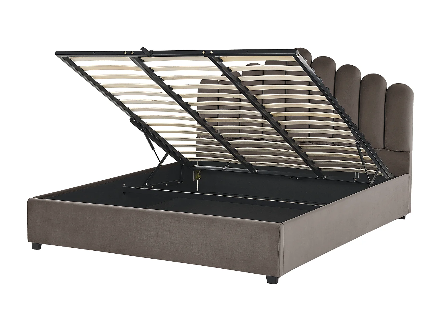 Letto con ottomano Velluto VINCENNES 180 x 200 cm Tortora