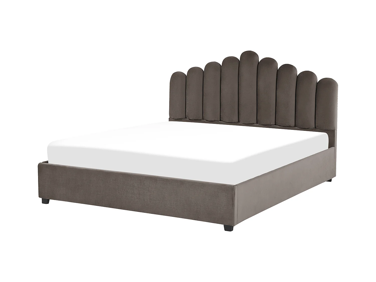 Letto con ottomano Velluto VINCENNES 180 x 200 cm Tortora