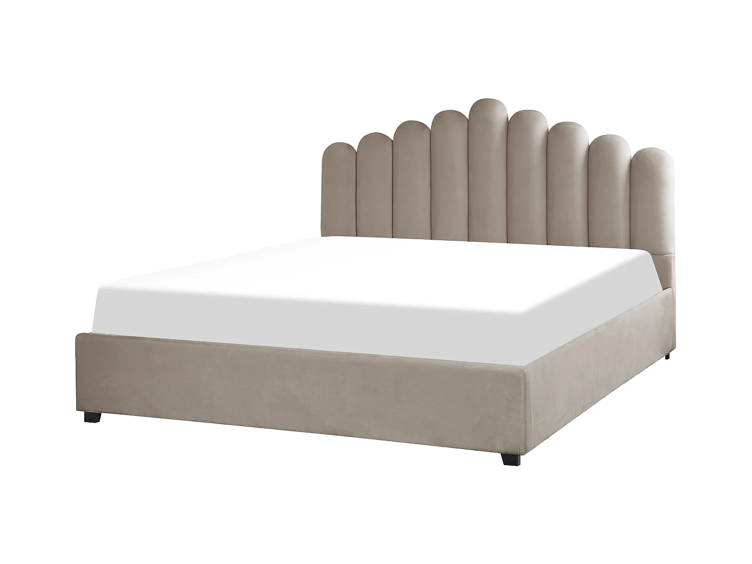 Letto con ottomano Velluto VINCENNES 180 x 200 cm Tortora