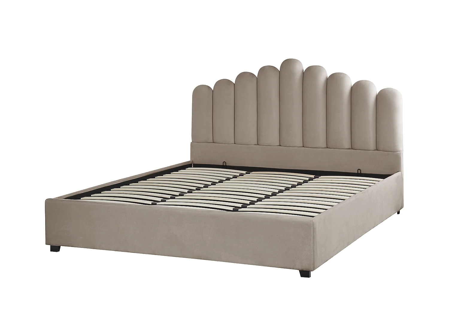 Letto con ottomano Velluto VINCENNES 180 x 200 cm Tortora