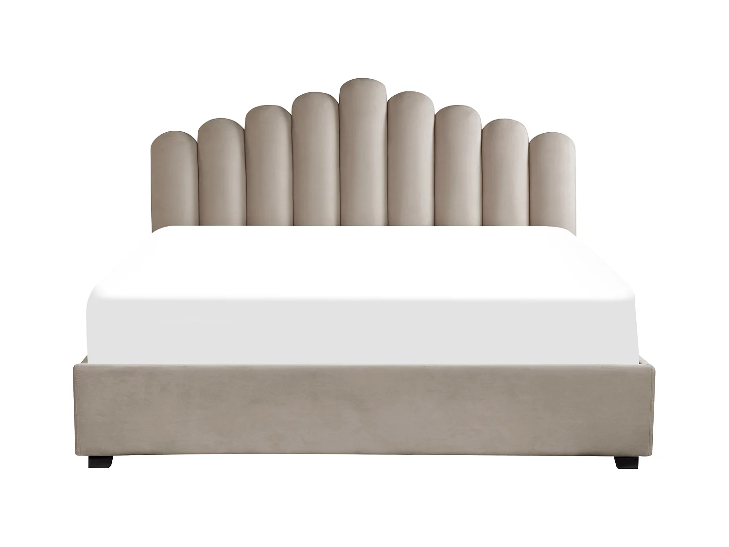 Cama con almacenaje Terciopelo VINCENNES 180 x 200 cm Gris pardo