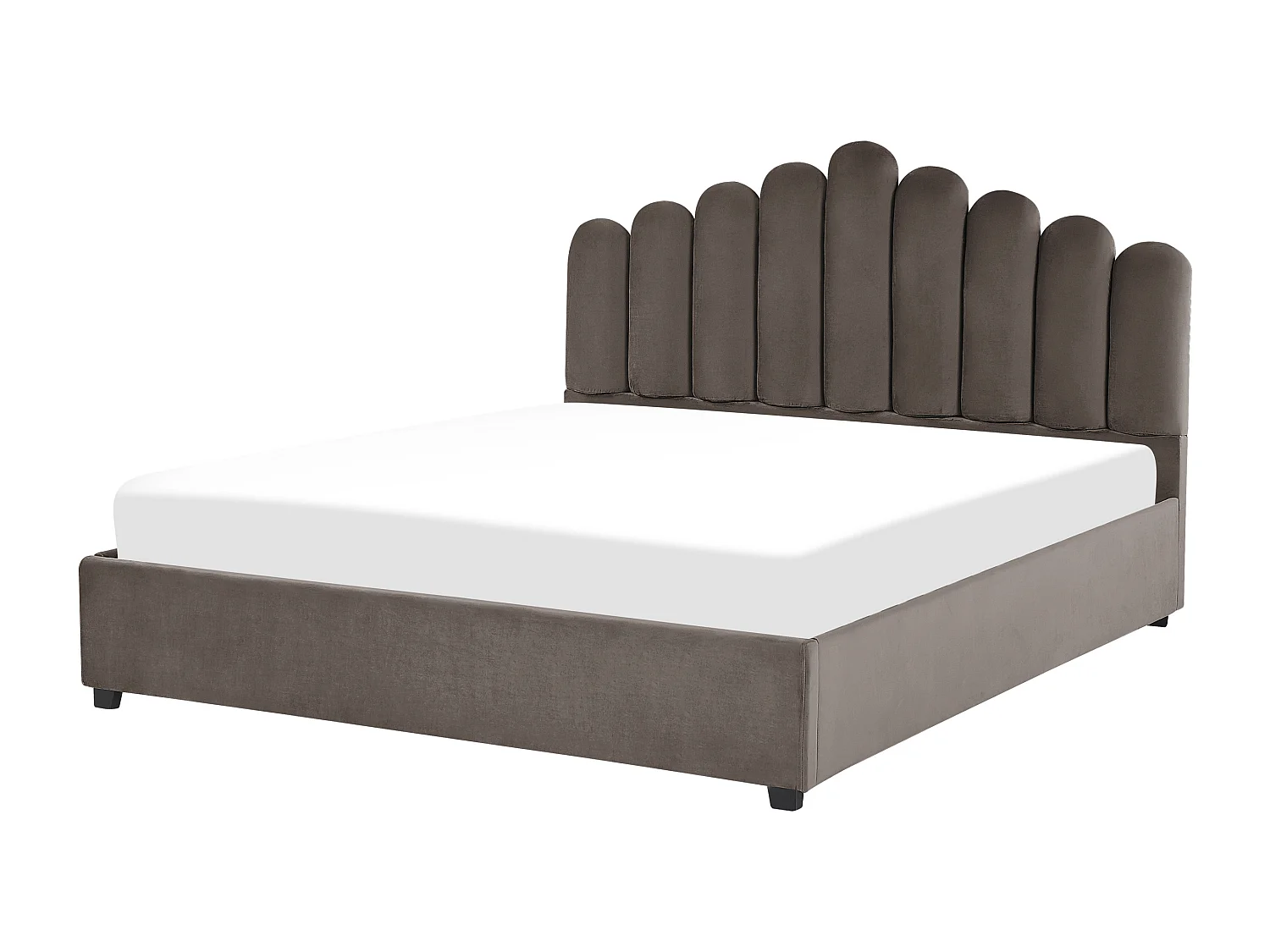 Bett mit Stauraum Samtstoff VINCENNES 180 x 200 cm Taupe