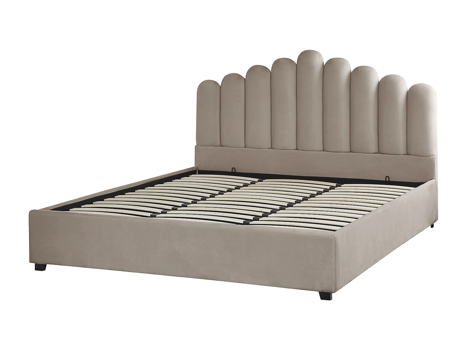 Bett mit Stauraum Samtstoff VINCENNES 180 x 200 cm Taupe