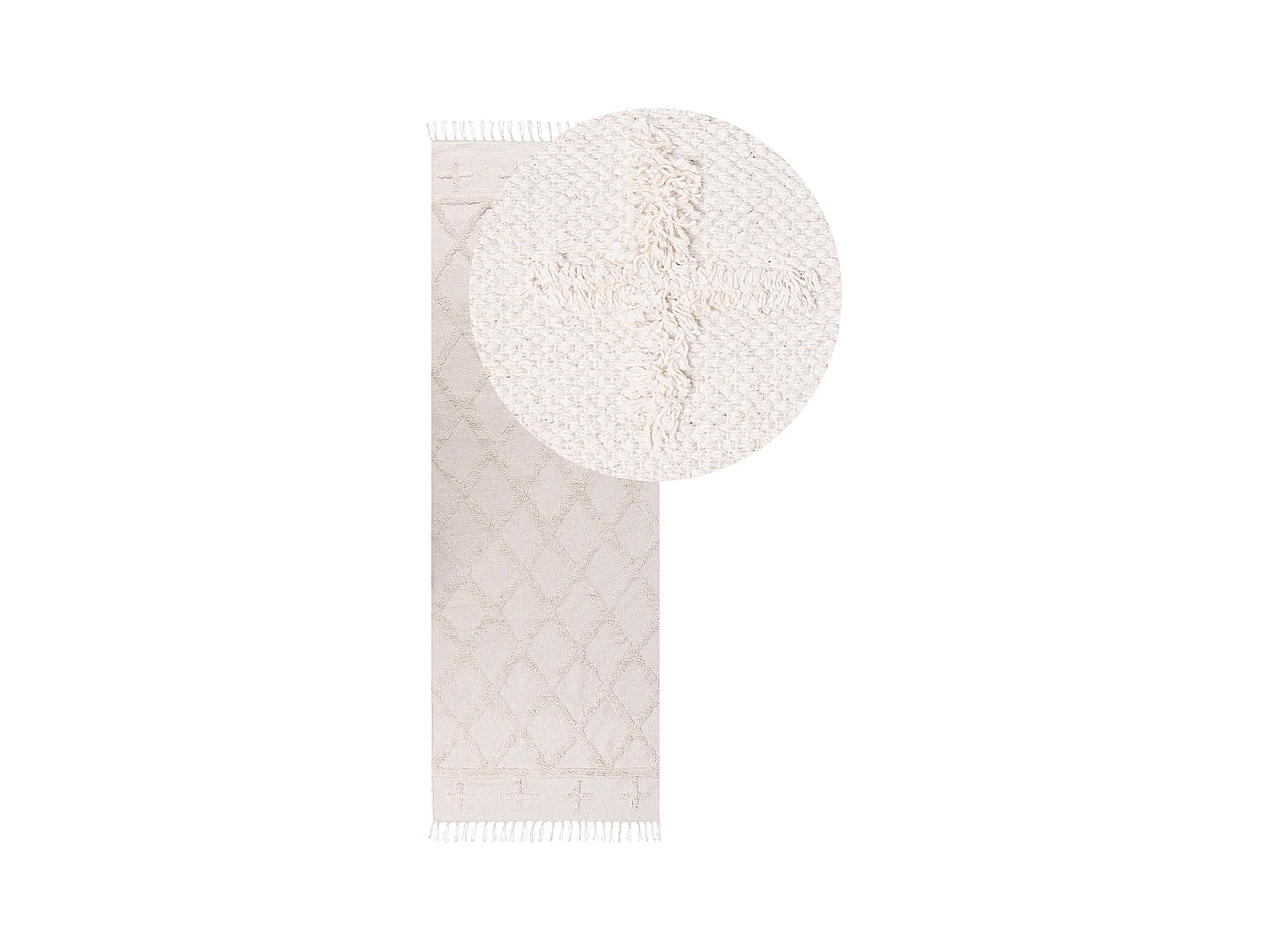 Teppich Baumwolle beige 80 x 230 cm geometrisches Muster Kurzflor TOZLU