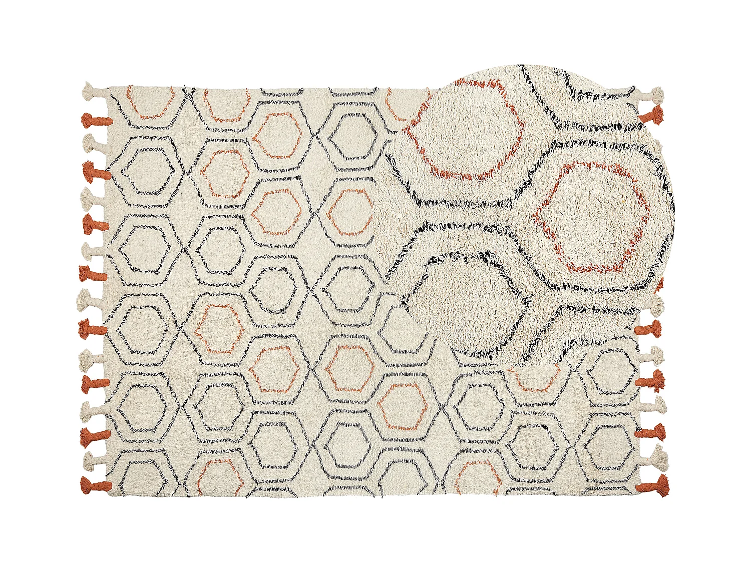 Alfombra de algodón beige/naranja/negro 160 x 230 cm HAJIPUR