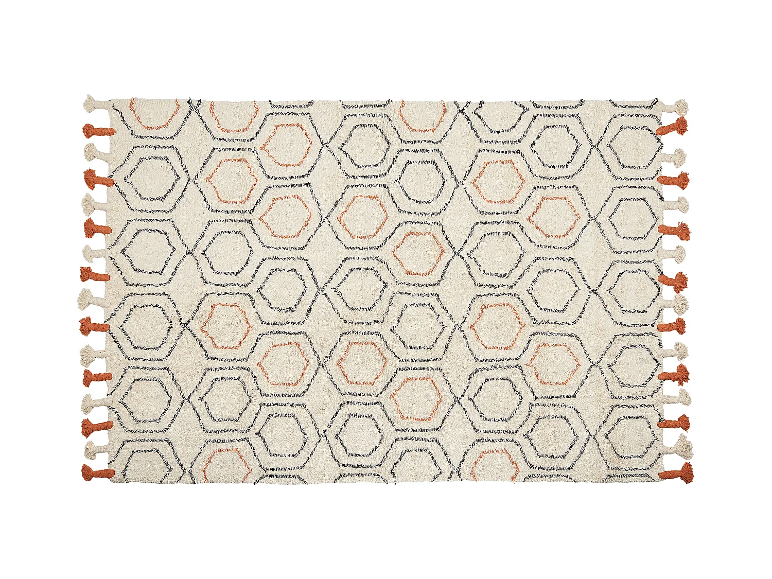 Alfombra de algodón beige/naranja/negro 160 x 230 cm HAJIPUR