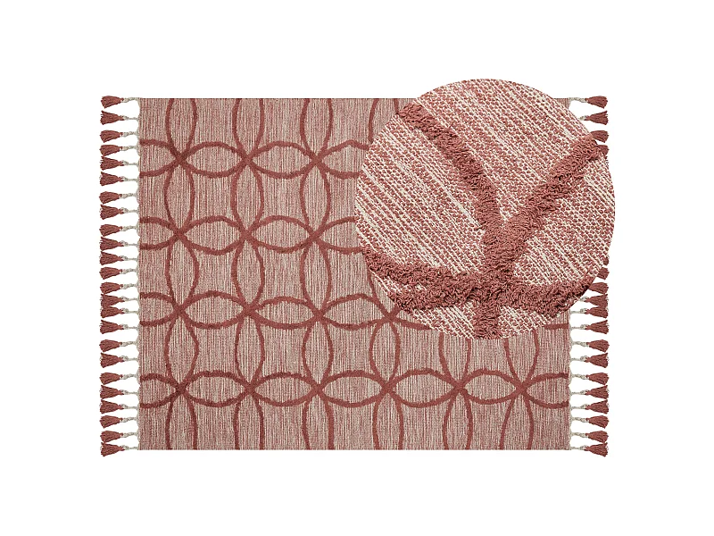 Teppich Baumwolle rot 160 x 230 cm geometrisches Muster Kurzflor KIRSEHIR