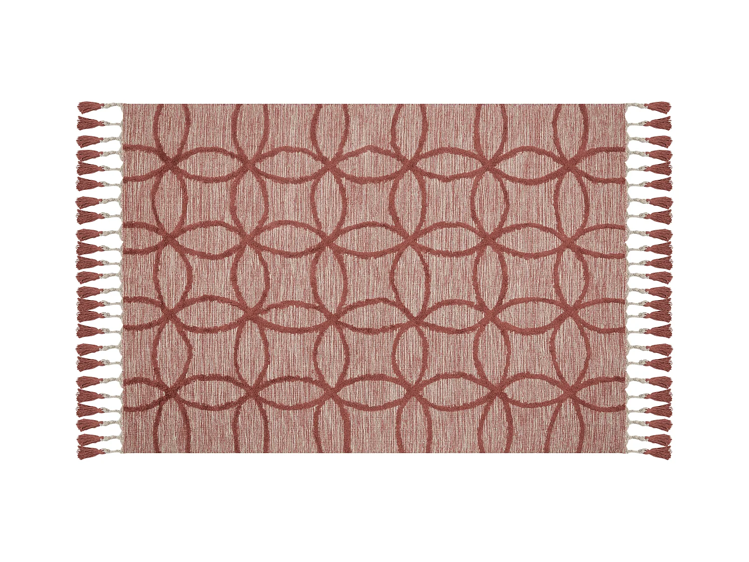 Teppich Baumwolle rot geometrisches Muster mit Fransen 140 x 200 cm Kirsehir