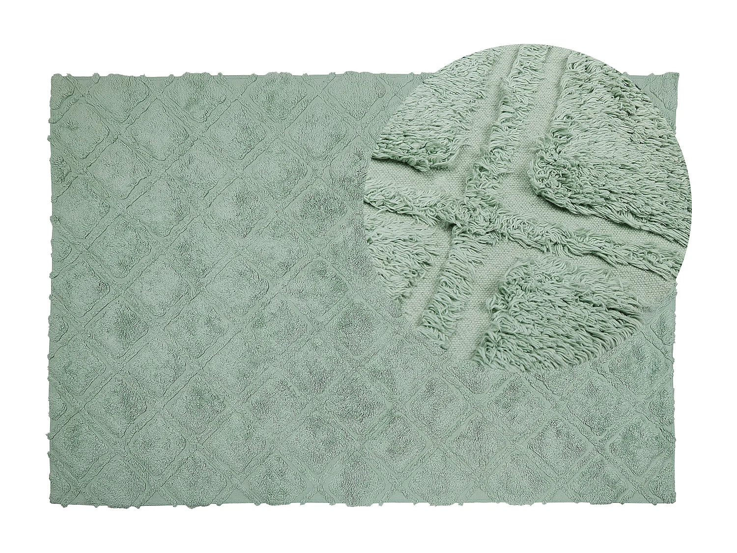 Teppich Baumwolle hellgrün 140 x 200 cm geometrisches Muster Kurzflor HATAY