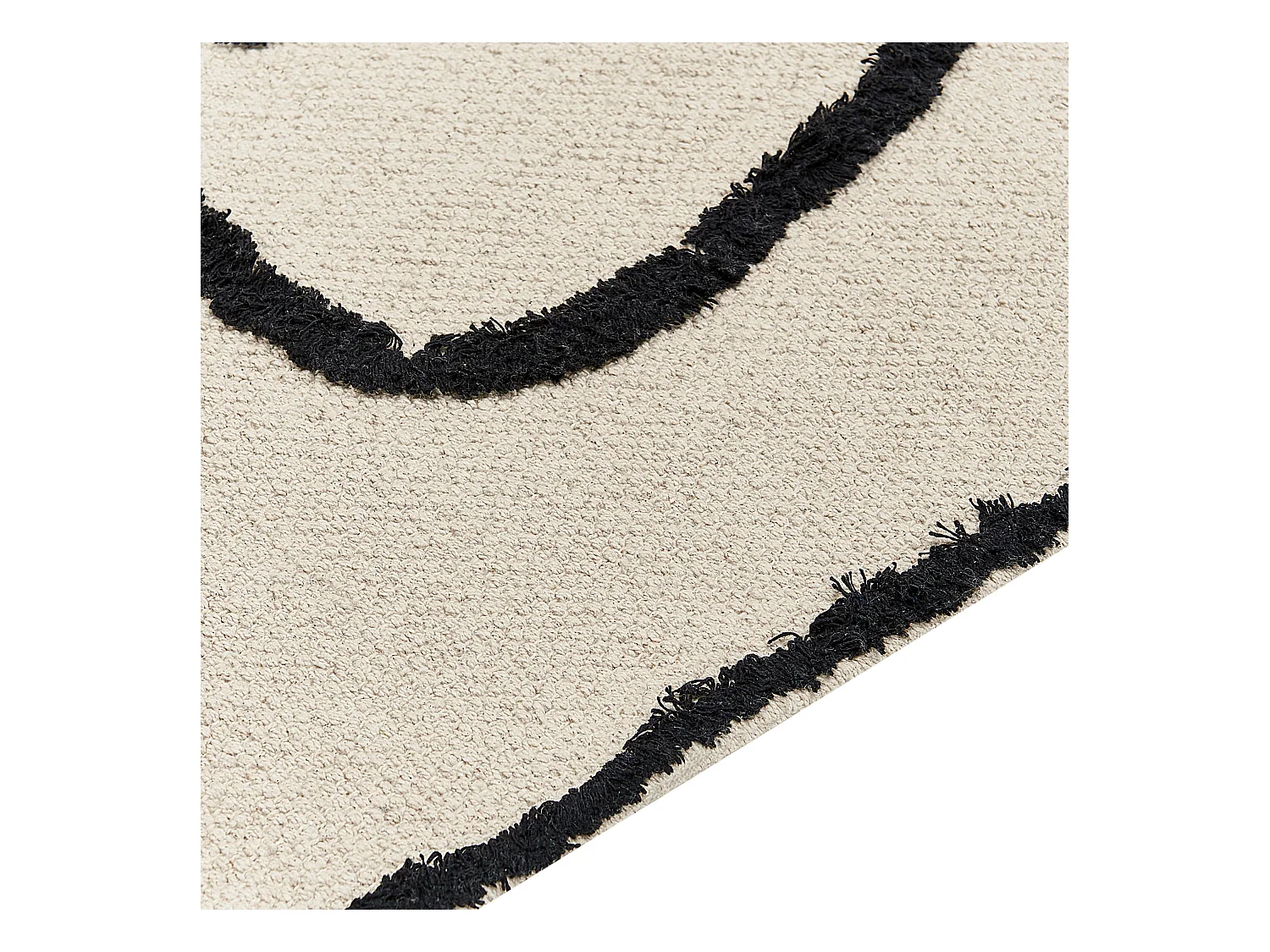 Teppich Baumwolle beige abstraktes Muster mit Fransen 160 x 230 cm Boho Konur