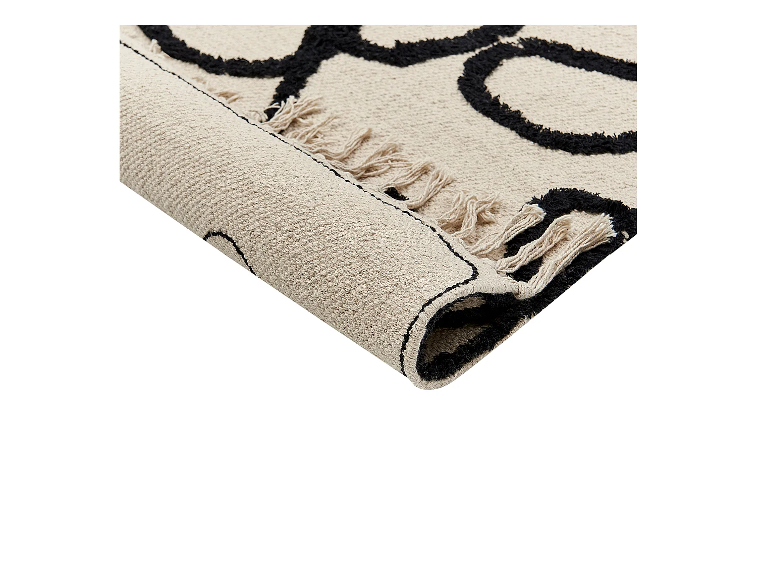 Vloerkleed katoen beige/zwart 160 x 230 cm KONUR