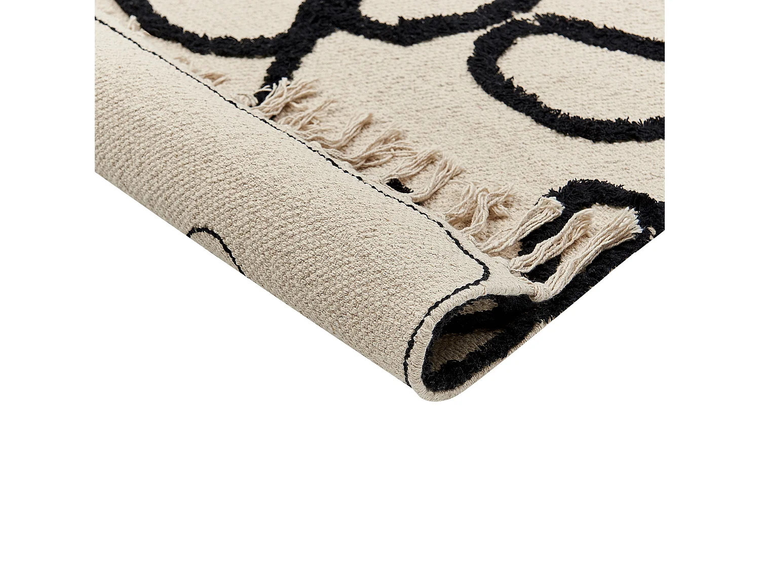 Tappeto cotone beige e nero 160 x 230 cm KONUR