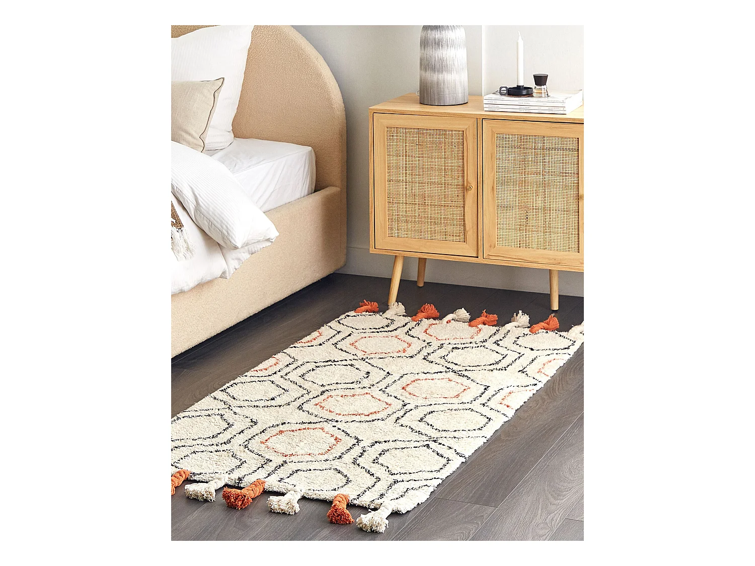 Alfombra de algodón beige/naranja/negro 80 x 150 cm HAJIPUR