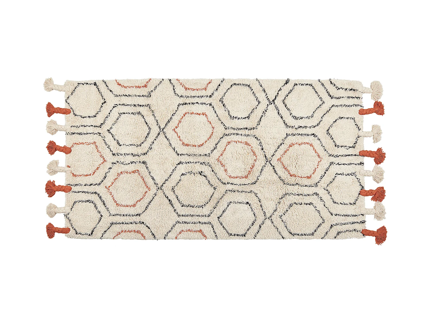 Alfombra de algodón beige/naranja/negro 80 x 150 cm HAJIPUR