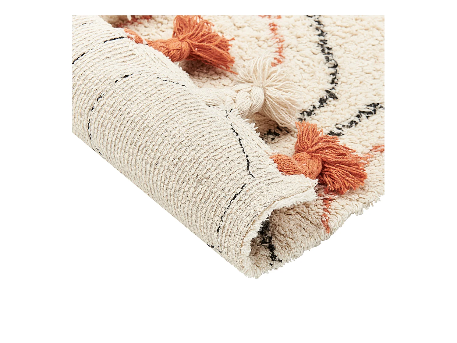 Alfombra de algodón beige/naranja/negro 80 x 150 cm HAJIPUR