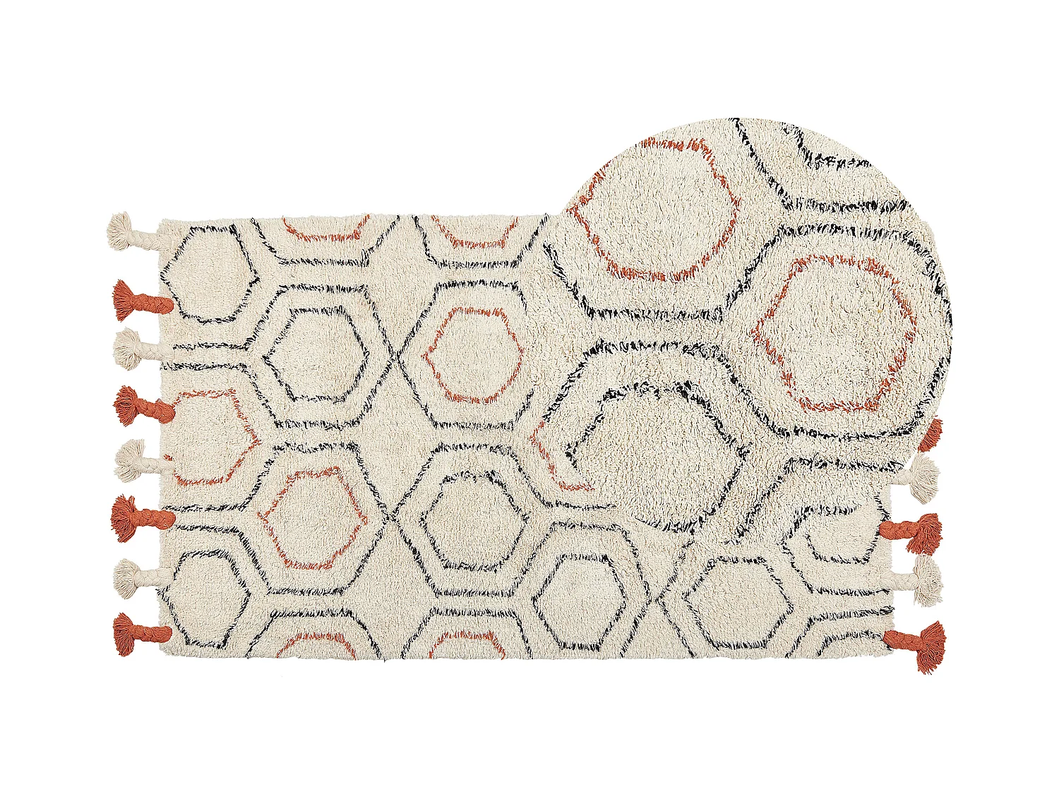 Teppich Läufer Baumwolle beige geometrisches Muster Quasten 80 x 150 cm Hajipur