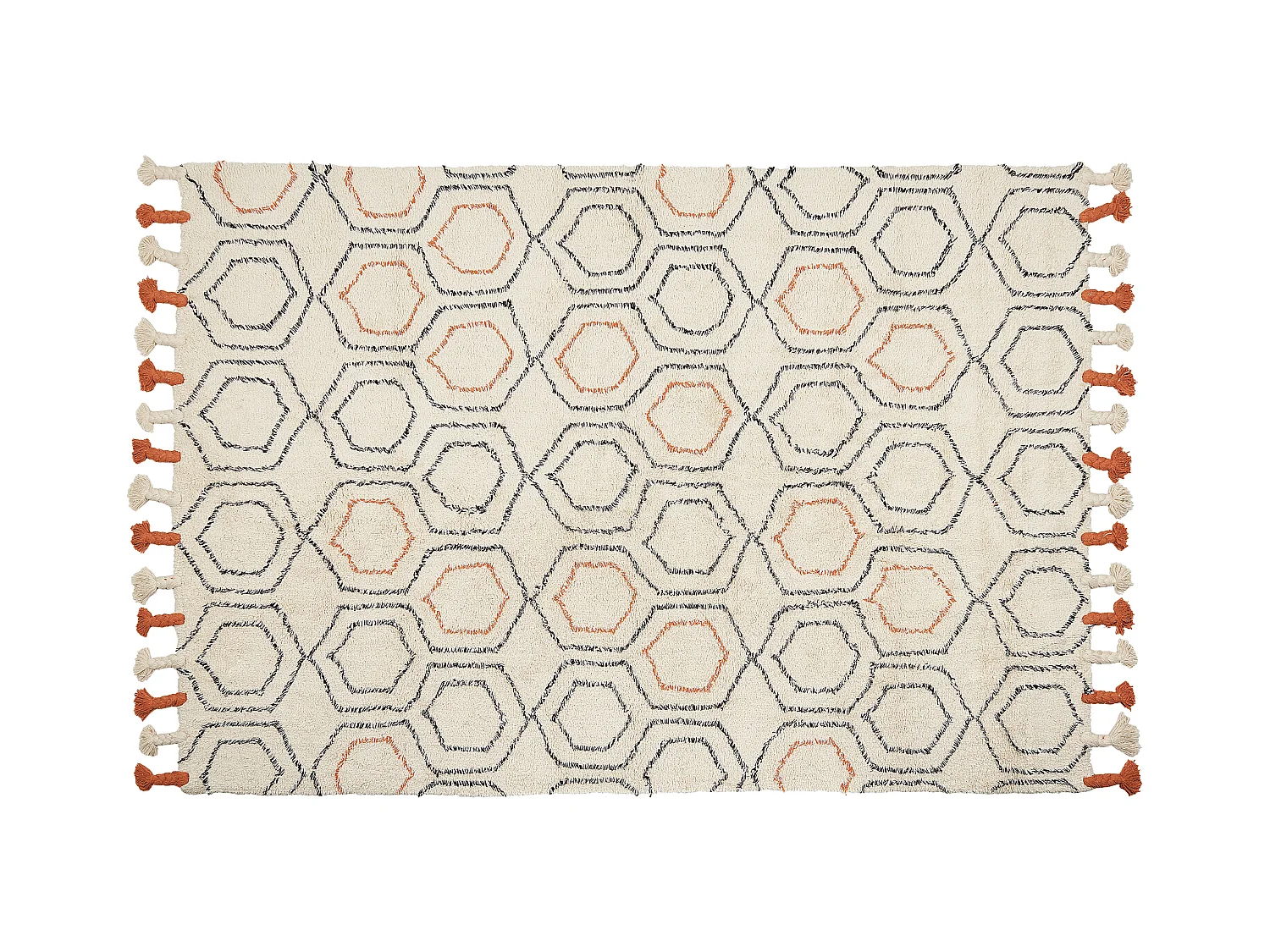 Alfombra de algodón beige/naranja/negro 140 x 200 cm HAJIPUR