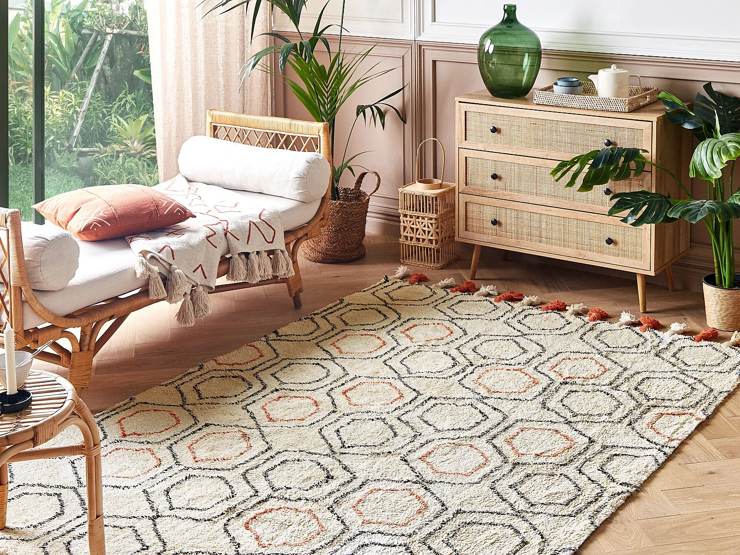 Tappeto cotone beige e arancione 140 x 200 cm HAJIPUR