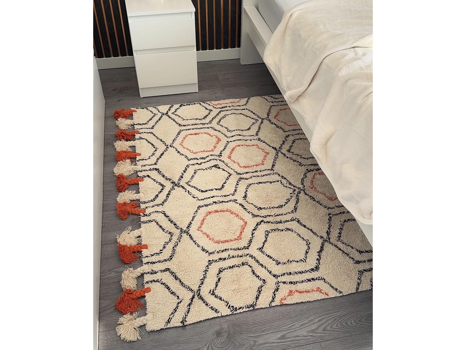 Tapis en coton beige et orange 140 x 200 cm HAJIPUR