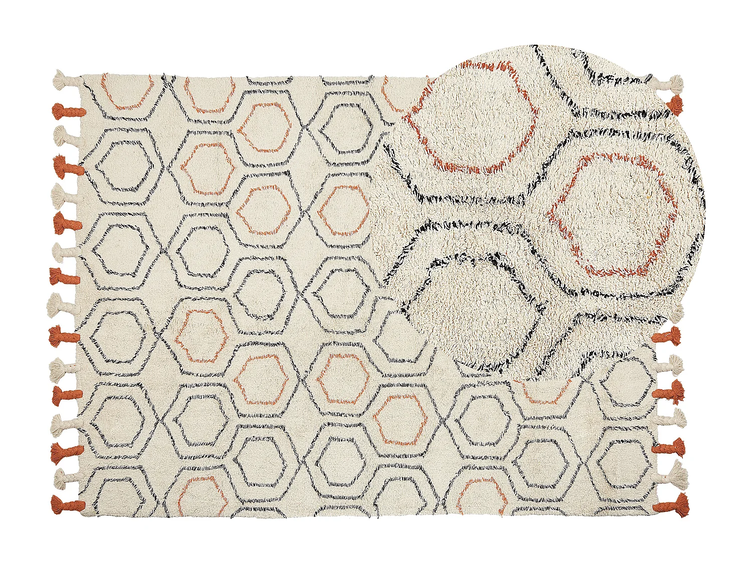 Tappeto cotone beige e arancione 140 x 200 cm HAJIPUR