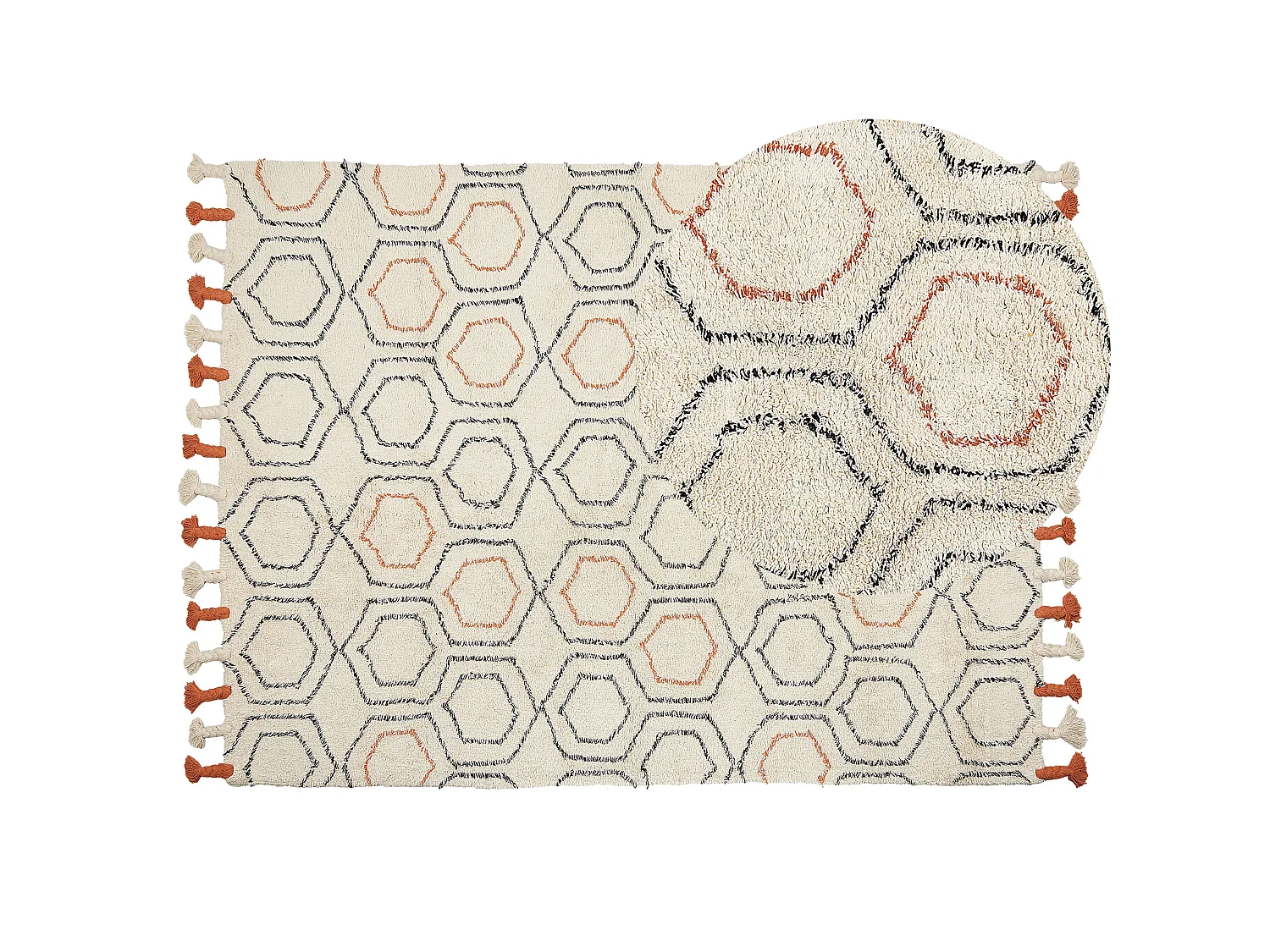 Tappeto cotone beige e arancione 140 x 200 cm HAJIPUR