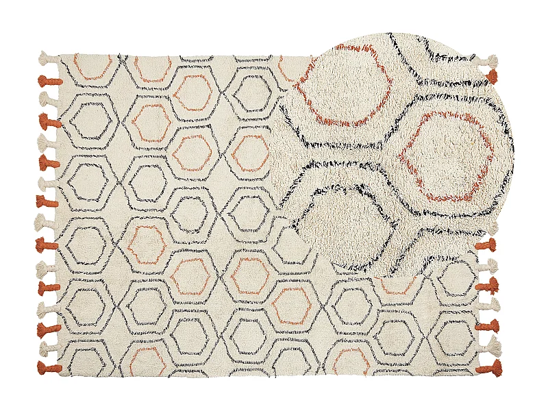 Tappeto cotone beige e arancione 140 x 200 cm HAJIPUR