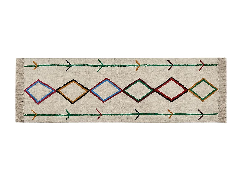 Teppich Baumwolle beige 80 x 230 cm geometrisches Muster Kurzflor CETMI