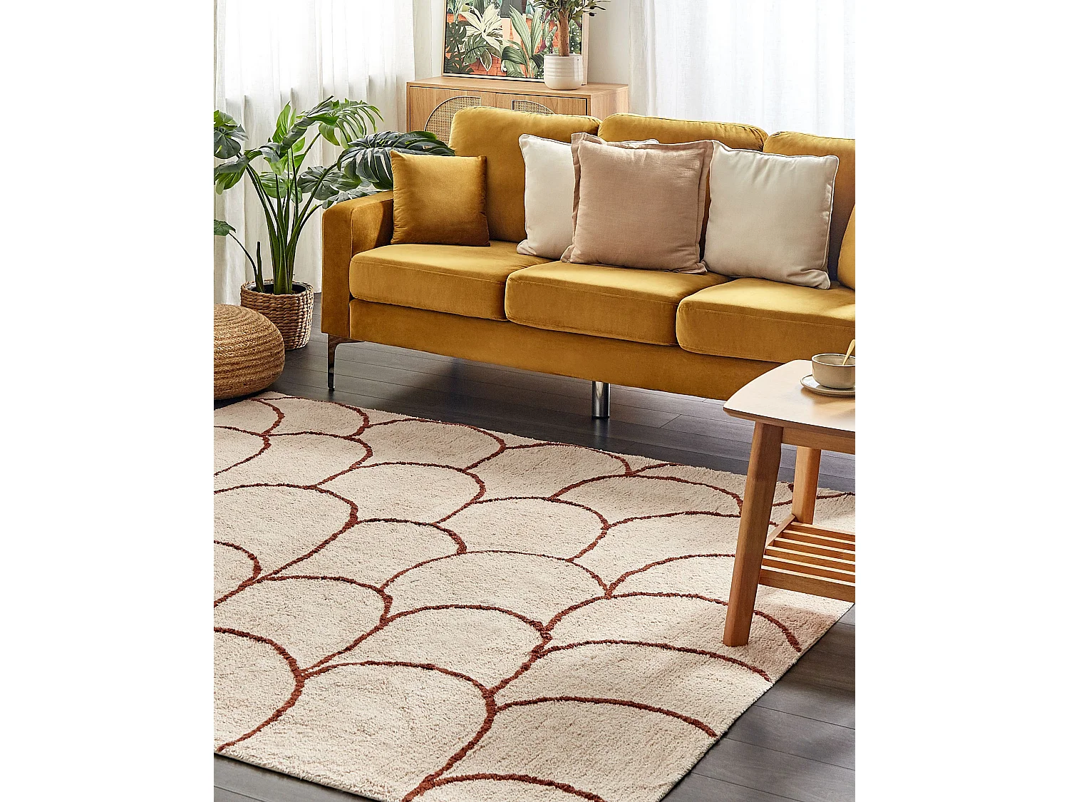 Tapis AVDAN Beige 200 x 200 cm Coton