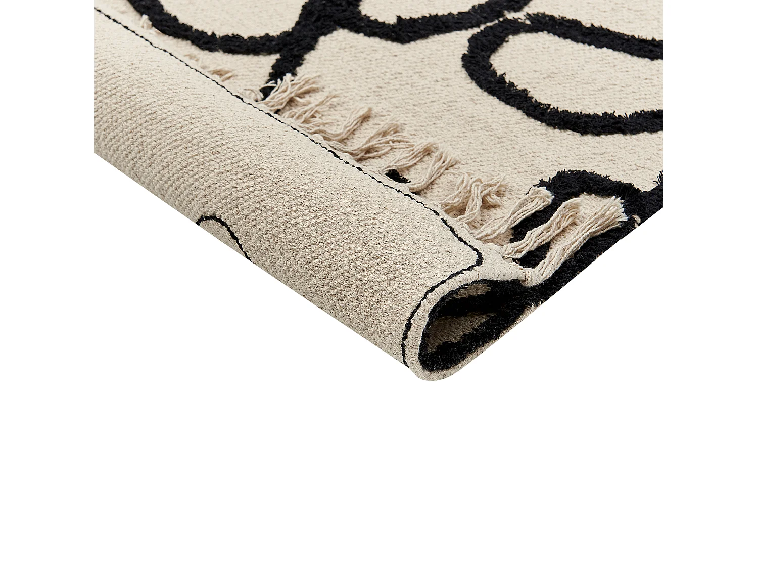 Teppich Baumwolle beige / schwarz 80 x 150 cm Gesichtsmotiv Kurzflor KONUR