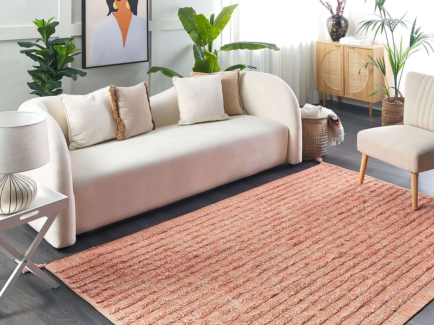 Alfombra de algodón naranja 140 x 200 cm MUGLA