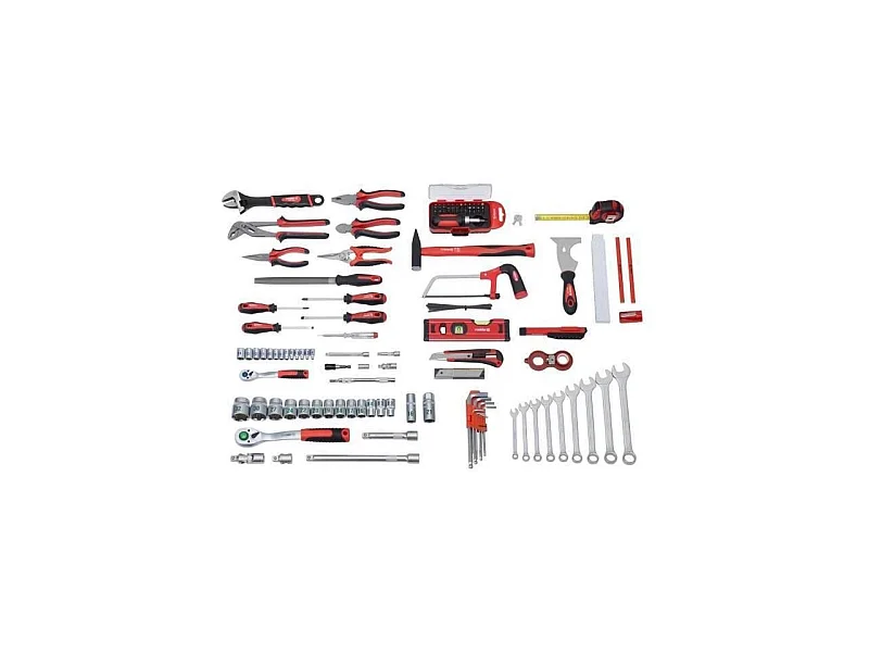 Coffret à Outils 131 Pièces Aluminium - Pince, Cutter, Clés, Tournevis, Testeur de Voltage, Scie, Douilles, Poignée à Cliquet