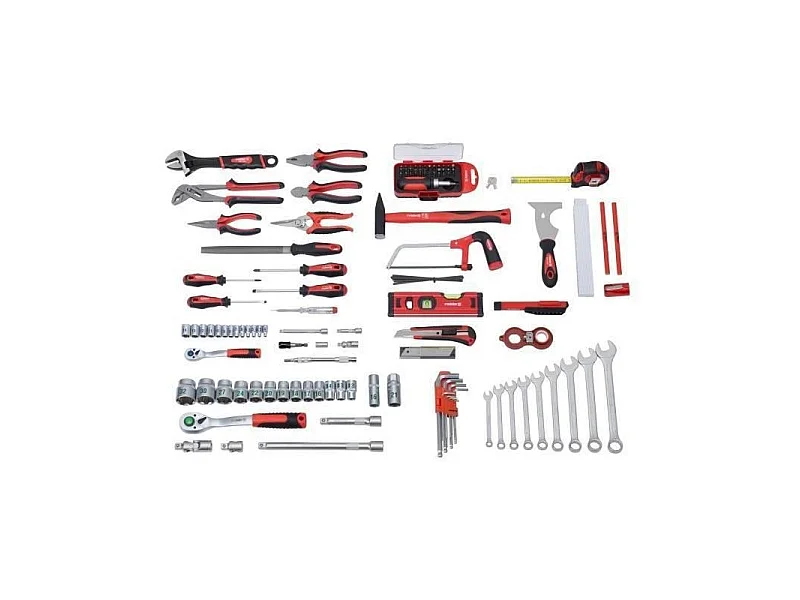 Coffret à Outils 131 Pièces Aluminium - Pince, Cutter, Clés, Tournevis, Testeur de Voltage, Scie, Douilles, Poignée à Cliquet