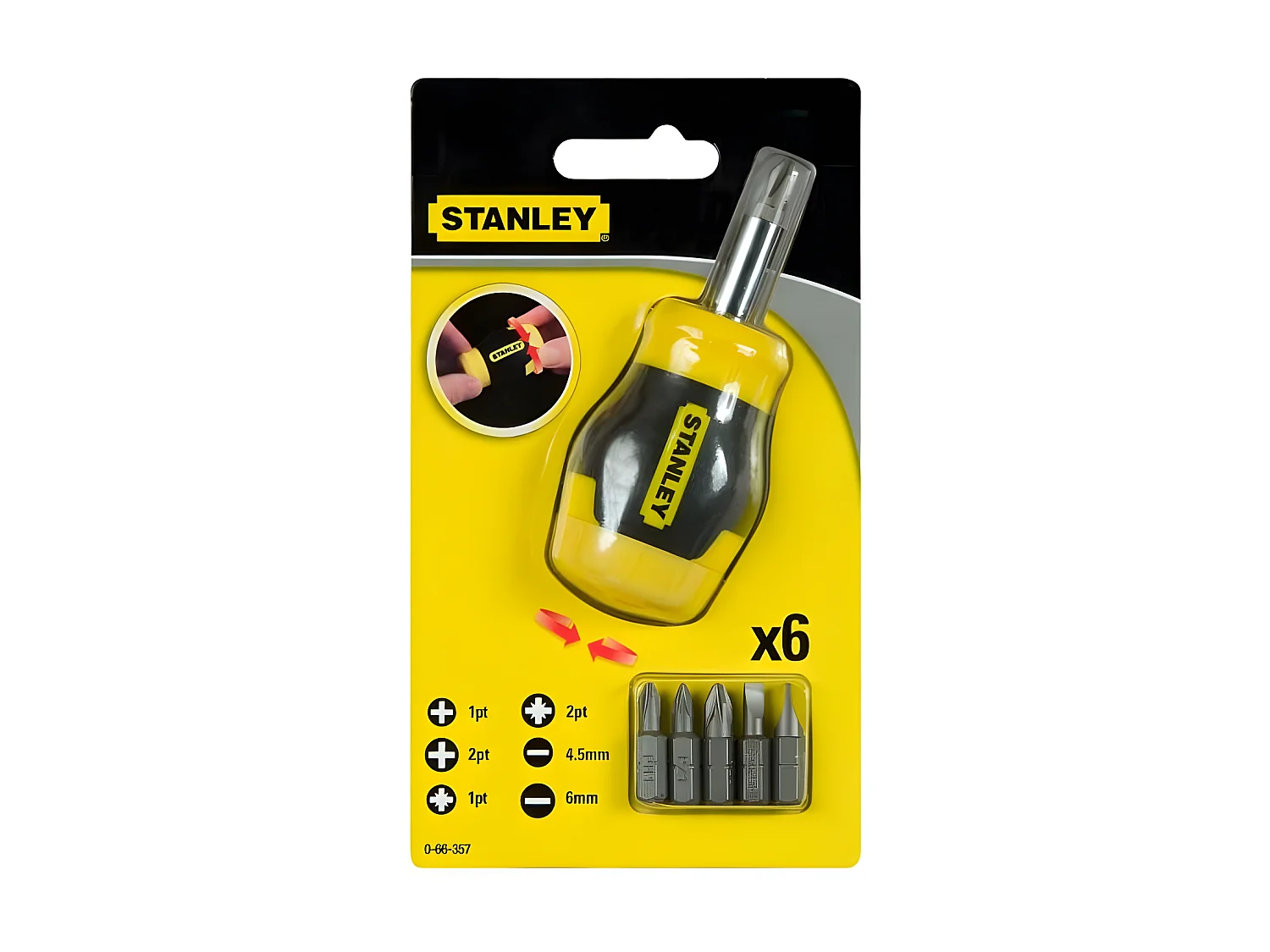 Kugel-Bithalter + 6 magnetische Bits mit magnetischem Kopf Stanley