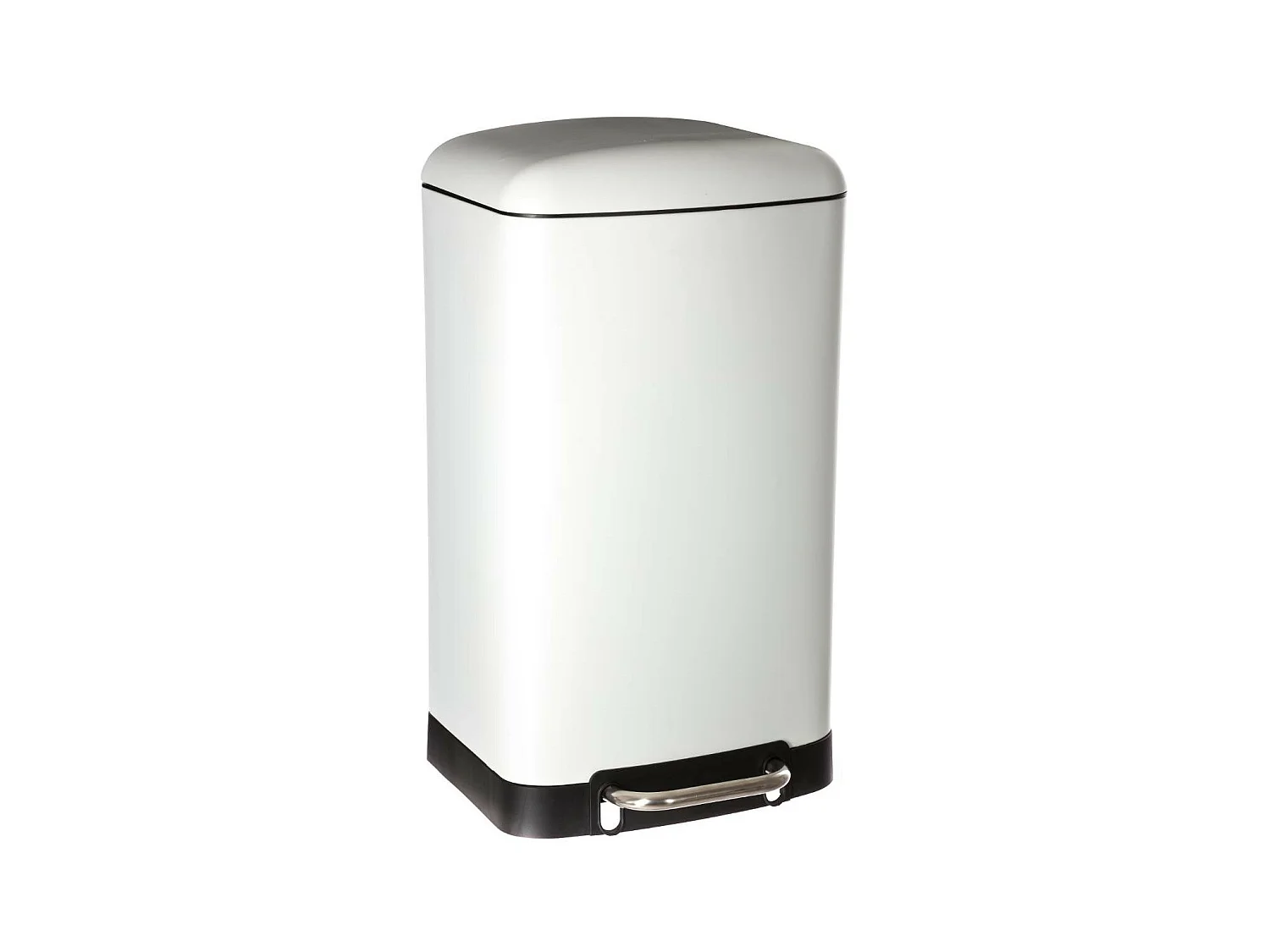 Poubelle 30 Litres en Métal Blanc ouverture à pédale