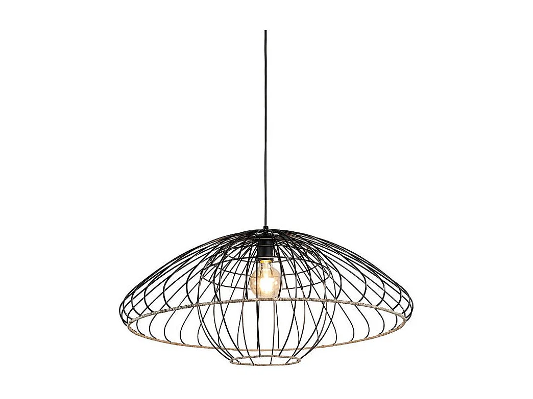 Suspension filaire métal et rotin Neptune - Ostaria