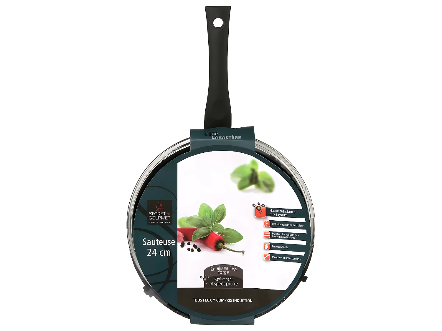 Sauteuse en Aluminium "Couvercle" 24cm Noir