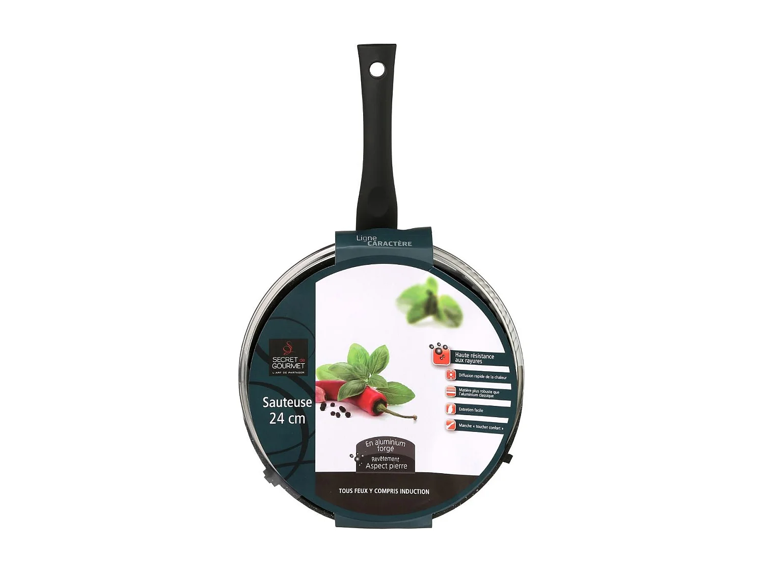 Sauteuse en Aluminium "Couvercle" 24cm Noir