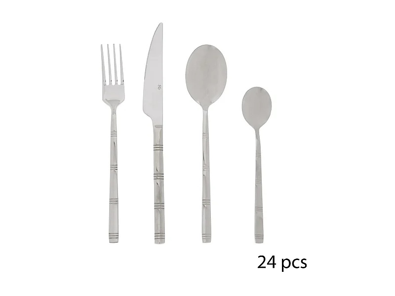 Ménagère Inox 24 Pièces "Borah" 22cm Argent