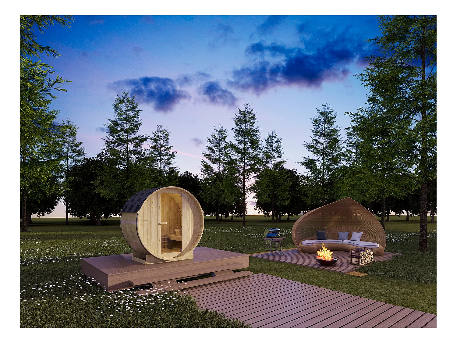 Gartensauna 2 Personen mit Ofen 3,5 kW - 185 x 120 x 190 cm - ISOKYRO