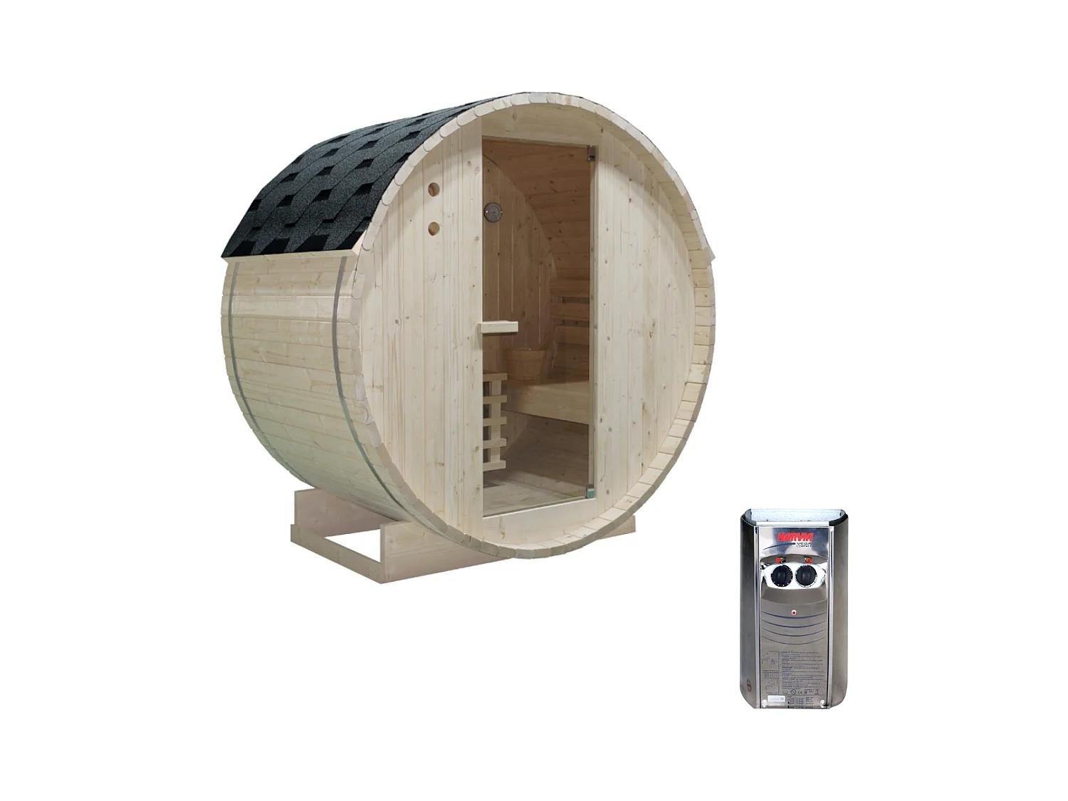 Gartensauna 2 Personen mit Ofen 3,5 kW - 185 x 120 x 190 cm - ISOKYRO