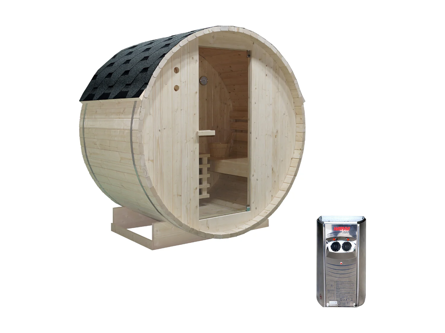 Gartensauna 2 Personen mit Ofen 3,5 kW - 185 x 120 x 190 cm - ISOKYRO