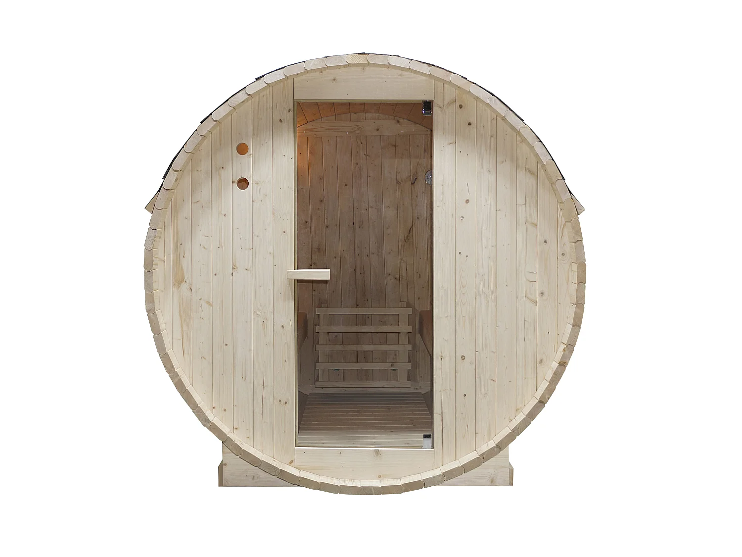Sauna extérieur en tonneau 4 places avec poêle 6KW - L185 x P180 x H190 cm - ISOKYRO