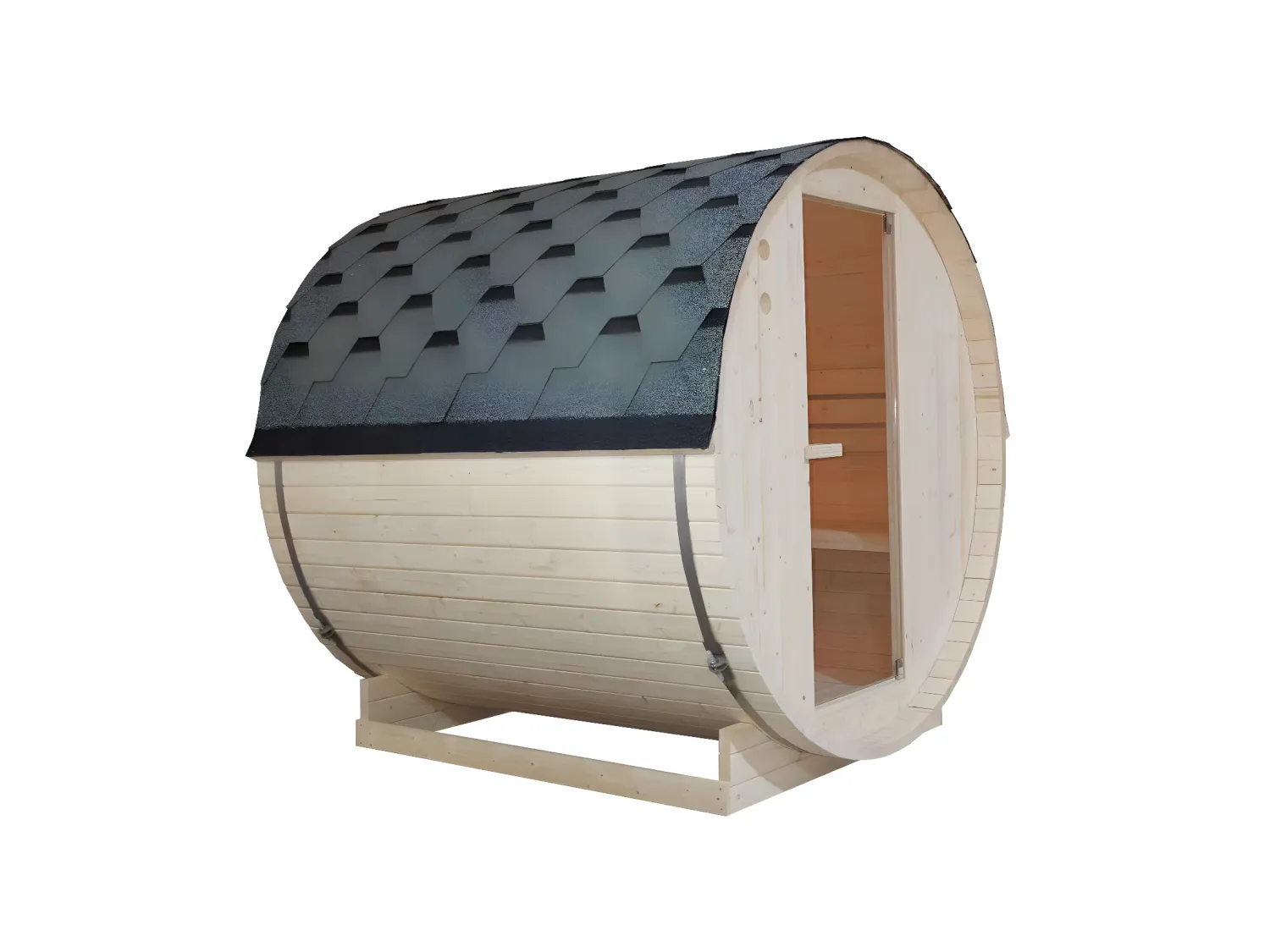 Sauna extérieur en tonneau 4 places avec poêle 6KW - L185 x P180 x H190 cm - ISOKYRO