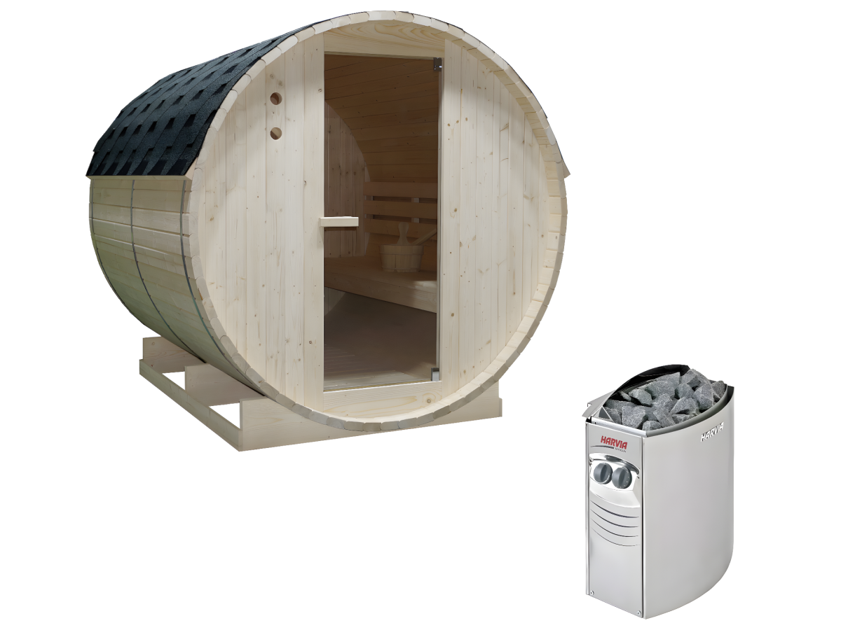 Gartensauna 6 Personen mit Ofen 8 kW - 185 x 220 x 190 cm - ISOKYRO günstig online kaufen