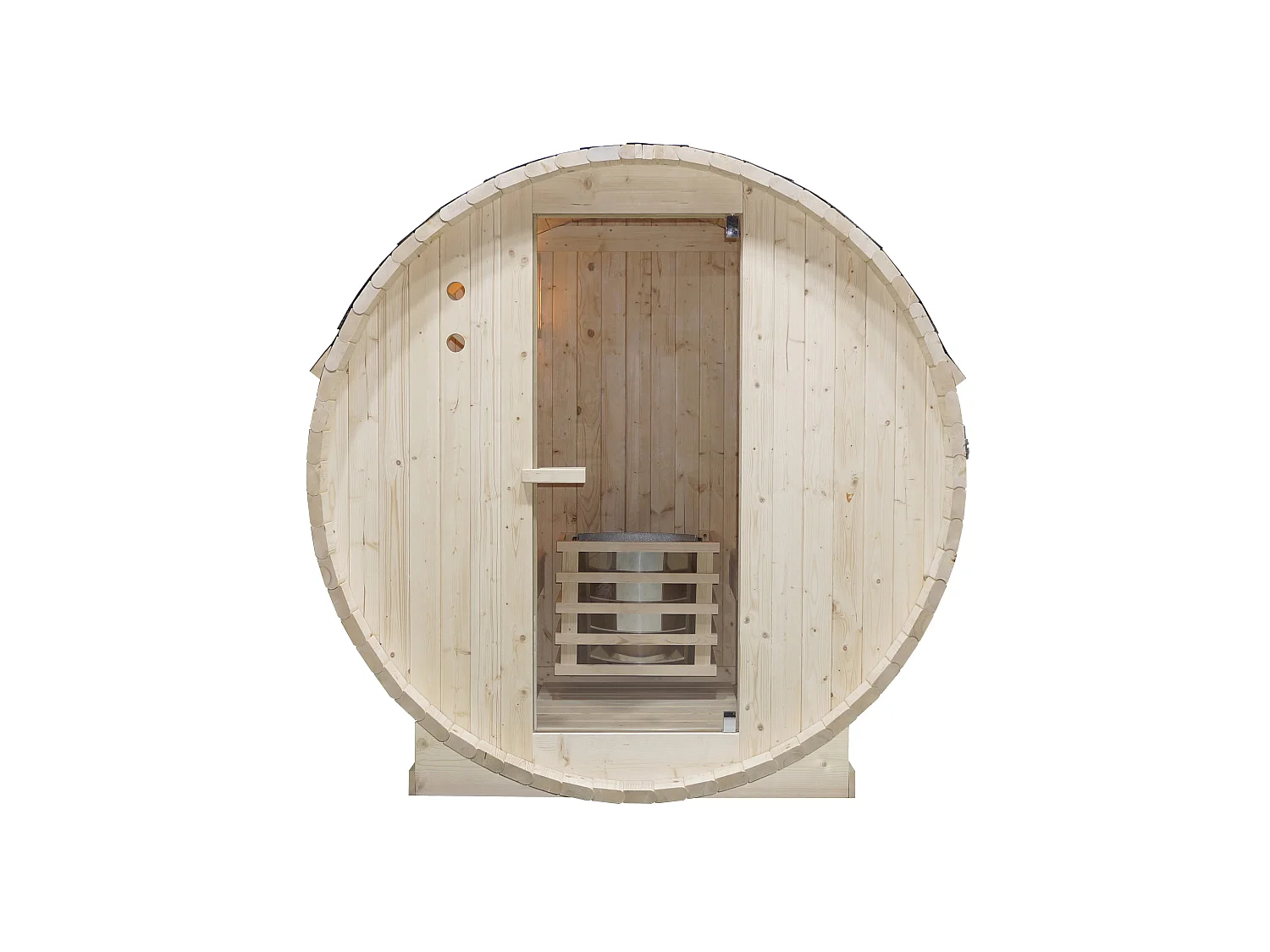 Sauna extérieur en tonneau 6 places avec poêle 8KW - L185 x P220 x H190 cm - ISOKYRO