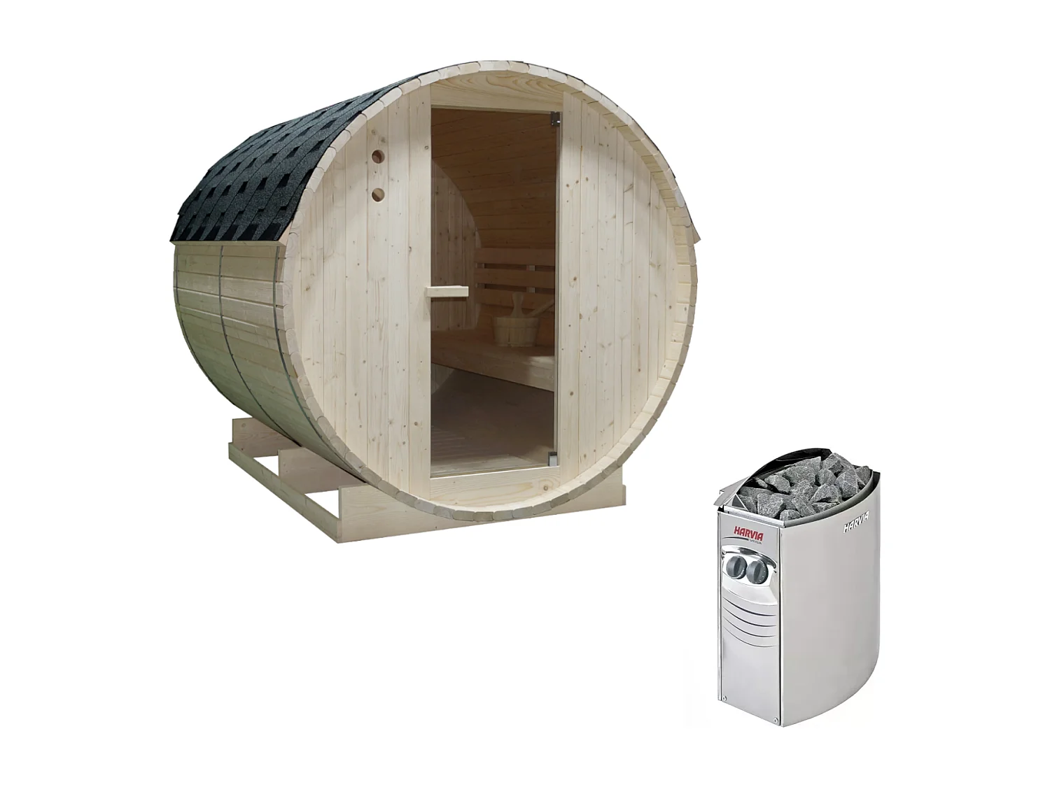 6-persoons buitensauna met 8KW kachel - L185 x P220 x H190 cm - ISOKYRO