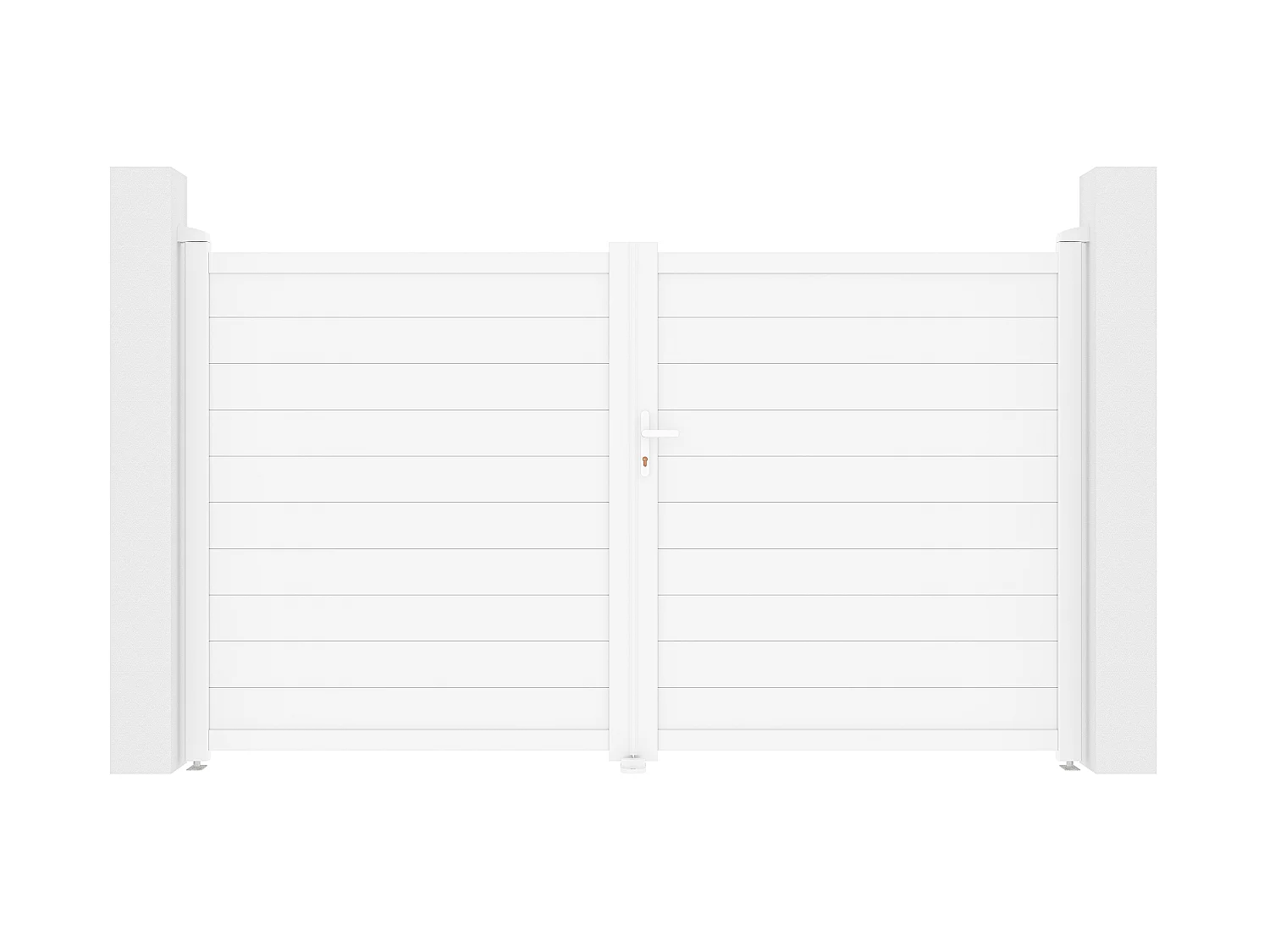 Elektrische draaipoort van aluminium L305 x H181 cm wit - NAZARIO