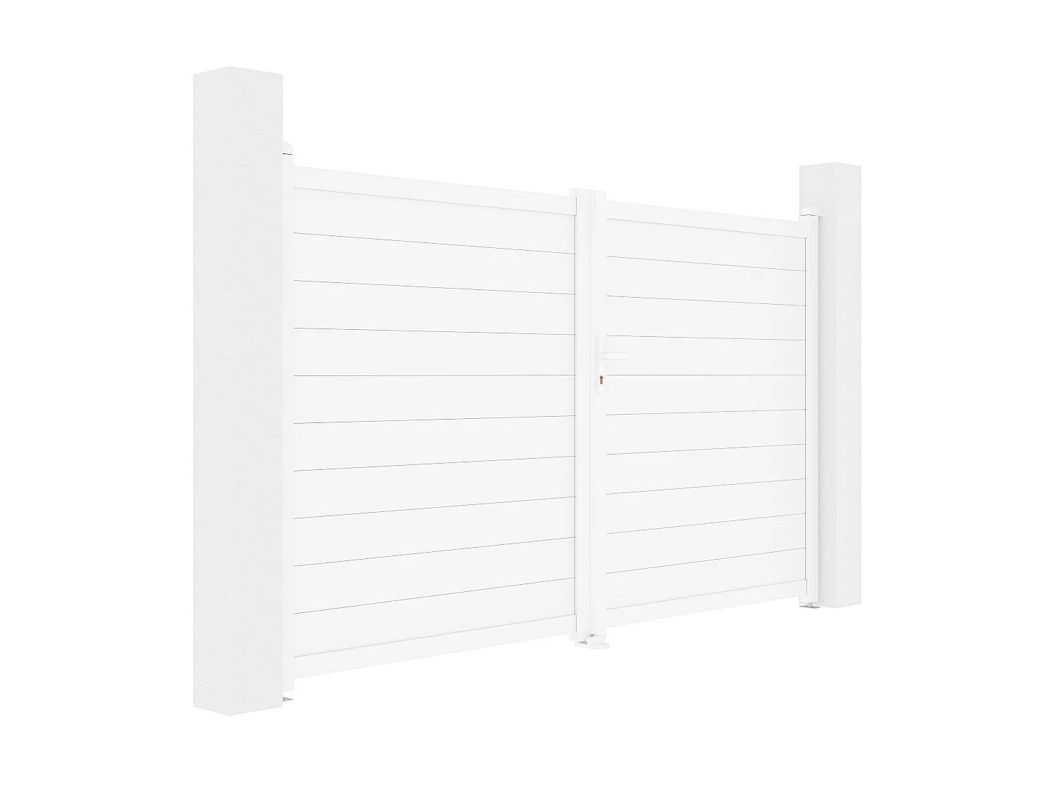 Elektrische draaipoort van aluminium L305 x H181 cm wit - NAZARIO