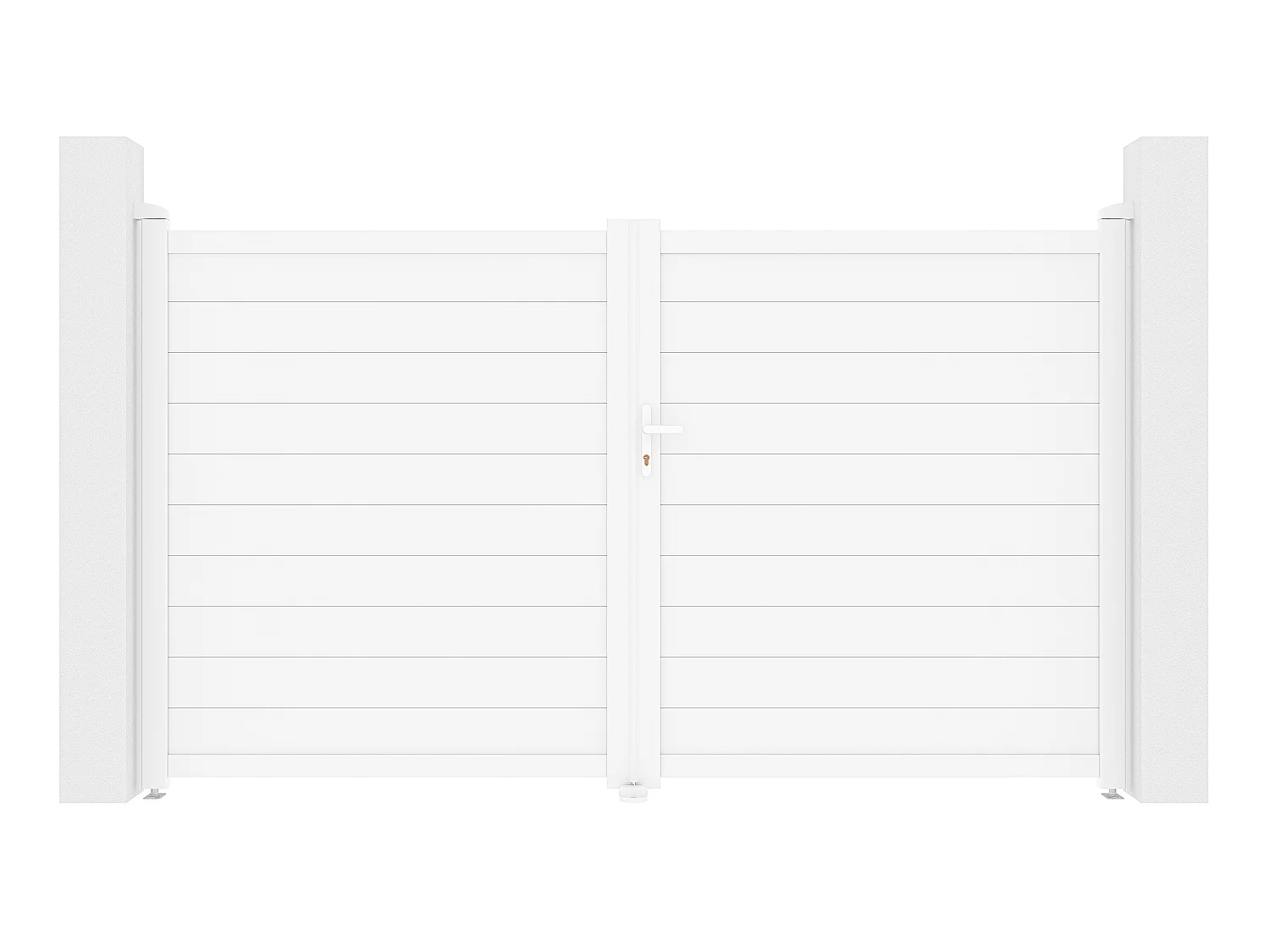 Gartentor Flügeltor Doppeltor mit Torantrieb - 305 x 181 cm - voll - Aluminium - Weiß - NAZARIO